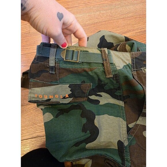 YoungLA Cargo Pants Mens Sz M Camo Military Green Ripstop Tactical #602 NWT - Picture 5 of 14